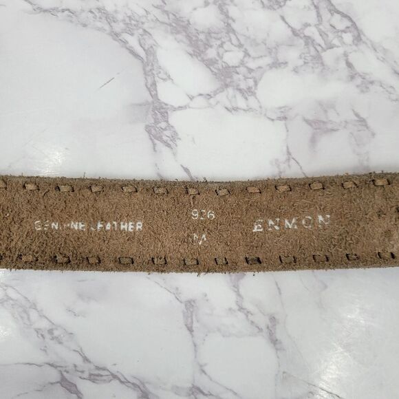 Enmon Vintage Brown Leather Belt with Silver Toned Oversized Horse Head Buckle - Picture 6 of 12